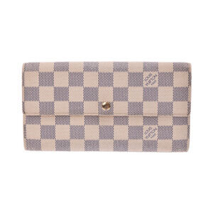 Louis Vuitton Azur White Portefeuille Wallet Sarah Leather Long
